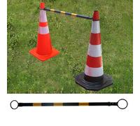 Conos de tráfico retráctiles de 12 m a 2 m Ligeros y con película Reflectante Extensibles y Reflectantes para Carretera.,Amarillo y Negro - 6,65 pies