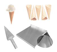 Conos para hacer gofres, 2 moldes de cono de helado de 50 mm con mango cómodo, calor rápido, conos de gofres caseros, crepé, pizza