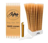 Conos Pre-Enrollados King Size Slim - Pack 1000 | Jeffriz | Papel Natural Para Fumar sin Blanquear 110mm con Filtros | Combustión Lenta | Embudo y Tubo Hermético Anti-Olor Incluidos | Pre Rolled Rolls