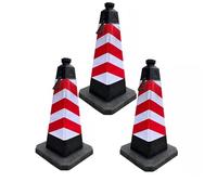 Conos Señalizacion, Conos de Advertencia de Plástico, Base con Peso, Alta Visibilidad, para Estacionamientos, Construcción de Edificios, Carreteras (3 Unidades)(Red)