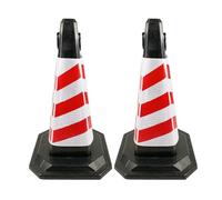 Conos Señalizacion, Postes Flexibles de Tránsito, con 2 Asas, Resistente a la Presión, Colores Llamativos, Ideal para Zonas de Construcción y Prácticas de Conducción(Red)