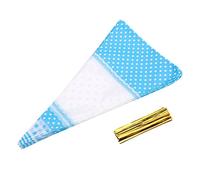 Conos Transparente Chuches Azul 50Pcs Bolsas transparentes celofán a granel, Bolsas palomitas cono resellables con lazo torcedura para caramelos tratables (azul)