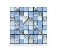 CONPHERON Mosaico Adhesivo de Azulejo para Cocina Baño Pegatinas de Baldosas Stickers Azulejos Adhesivos, 10X10cm, 20 hojas, Mosaico 3