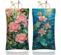 CONQUACKULATIONS Funda para gafas de sol de poliuretano, regalo suave para mujeres, bolsa de gafas de sol con patrón floral retro, loto, M