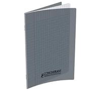 Conquant 47517 - Cuaderno clásico con tapa de polipropileno rígido transparente A5+ papel gris