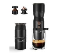 CONQUECO Cafetera Espresso Portátil 20 Bar - REQUIERE AGUA CALIENTE (No Calienta), Máquina 2 en1 para Cápsulas NS y Café Molido, Ligera 455g, USB-C, 250 Tazas por Carga - Para Viajes, Playa, Montaña