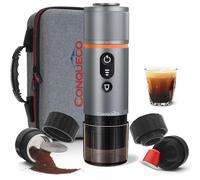 CONQUECO Cafetera Portátil con Cápsula de Espresso - 12V Máquina de Café Electrica con Batería - para Coche Camión y Viajes-Con bolsa de almacenamiento y accesorios de extracción de café