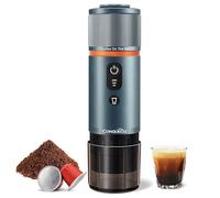 CONQUECO Cafetera Portátil con Cápsula de Espresso - 12V Máquina de Café Electrica con Batería - para Coche Camión y Viajes - Compatible con Cápsulas Originales Nespresso y Cápsula L'or（Azul）