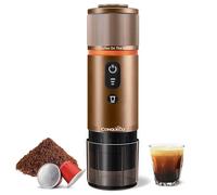 CONQUECO Cafetera Portátil con Cápsula de Espresso - 12V Máquina de Café Electrica con Batería - para Coche Camión y Viajes - Compatible con Cápsulas Originales Nespresso y Cápsula L'or（marrón）
