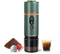 CONQUECO Cafetera Portátil con Cápsula de Espresso - 12V Máquina de Café Electrica con Batería - para Coche Camión y Viajes - Compatible con Cápsulas Originales Nespresso y Cápsula L'or (Verde)
