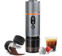CONQUECO Máquina de café expreso portátil - Cafetera eléctrica de viaje con batería - para 12 V coche y camión y camping - Compatible con la cápsula Nespresso y la cápsula L'or