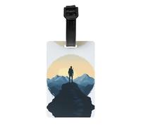 Conquer The Mountain - Etiqueta de equipaje extraíble - 8,4 x 5,3 cm para maletines, mochilas infantiles, bolsas de deporte y bolsas de golf