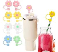 Conquerall 8PCS Tapa de pajita de silicona de grado alimentario con forma de flor diseñada para usar con pajitas de 10mm Stanley 30oz y 40oz Accesorios para tazas de pajita