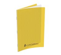 Conquérant 400089820 - Cuaderno grapado, A4, protectora Polypro 192 páginas grandes, cuadriculadas, amarillo