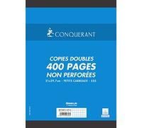 Conquérant copias dobles A4 400 páginas, 70 g (perforadas, cuadriculado 5 x 5