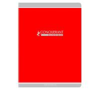 Conquérant Cuaderno clásico 24 x 32 cm grandes azulejos Seyès 96 páginas grapadas tapa tarjeta reciclada rojo