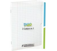 Conquérant Cuaderno Duo Clásico 17 x 22 cm Grandes azulejos Seyès 96 páginas grapadas, cubierta Polypro incoloro