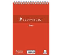 Conquérant Lote de 40 blocs de notas Steno A5 Liné 7 mm 180 páginas Encuadernación íntegra Cubierta Tarjeta Roja