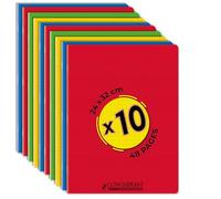 Conquistador - Lote de 10 cuadernos clásicos de 24 x 32 cm, grandes azulejos Seyès 48 páginas grapadas, colores surtidos