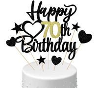 Conruich Decoración para tartas Happy Birthday Cake Topper 70 Cumpleaños Hombre Mujer Decoración para Pasteles Happy 70th Birthday, Decoración para Pastel 70 Cumpleaños Globos Confeti para Pastel de