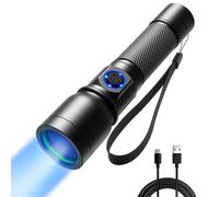 Consciot Linterna UV de luz negra recargable por USB-C, luz negra ultravioleta LED de 365 nm, lámpara de madera portátil para detección de orina de mascotas, manchas secas, chinches, resina curada y