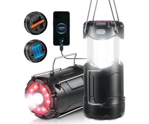 Consciot - Paquete de 2 linternas LED plegables para camping, recargable por USB C y funciona con pilas, luz de emergencia 2 en 1 con linterna y base magnética, suministros de emergencia para cortes