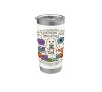 Consejero de la escuela de Halloween - Asesoramiento a los pequeños monstruos Vaso térmico de acero inoxidable de doble pared