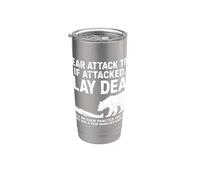 Consejo sobre el ataque de un oso si es atacado, hazte el muerto, divertido humor de senderismo Vaso térmico de acero inoxidable de doble pared