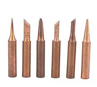 Consejos de soldadura 6 piezas Pure Cobre soldador de soldadura Consejo de punta de alta precisión Calefacción rápida no magnética para 936 937 938 Herramientas de soldadura de la