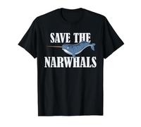 Conservación de Narvales Salvar a los Narvales Océano Vida Silvestre Arte Camiseta gráfica económica, Hombre, Negro, XL