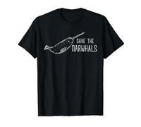 Conservación de Narvales Salvar a los Narvales Océano Vida Silvestre Arte Camiseta gráfica económica, Hombre, Negro, L