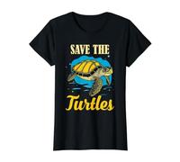 Conservación de Tortugas Marinas Salvar Las Tortugas Océano Vida Silvestre Camiseta gráfica económica, Mujer, Negro, L