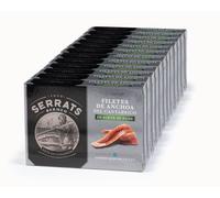 CONSERVAS SERRATS - Anchoas del Cantábrico en Aceite de Oliva - 12 Latas x 120g (Total: 1440g) - Elaboración Artesanal, 100% Natural, Sin Espinas, Gourmet, Alto contenido en Omega 3