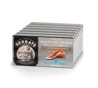 CONSERVAS SERRATS - Anchoas del Cantábrico en Aceite de Oliva Ahumado - 6 Latas x 50g (Total: 300g) - Elaboración Artesanal, 100% Natural, Sin Espinas, Gourmet, Alto contenido en Omega 3