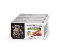 CONSERVAS SERRATS - Anchoas del Cantábrico en Aceite de Oliva Virgen Extra Ecológico - 6 Latas x 50g (Total: 300g) - Maduradas en Salazón Tradicional - Limpieza Manual - Gourmet Premium