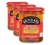 Conservas Serrats - Bonito del Norte en Aceite de Oliva con Pimentón de Espelette - Frasco de 190g (Paquete de 3)
