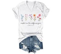 Consider How The Wildflowers Grow - Camiseta vintage con estampado floral para mujer, camiseta con versículo bíblico de fe cristiana, blanco, L