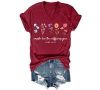Consider How The Wildflowers Grow - Camiseta vintage con estampado floral para mujer, camiseta con versículo bíblico de fe cristiana, Burdeos, XXL