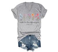 Consider How The Wildflowers Grow - Camiseta vintage con estampado floral para mujer, camiseta con versículo bíblico de fe cristiana, gris, XL