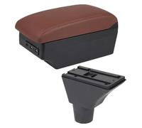 Consola Central Almacenamiento Reposabrazos Coche Para F&iat Para Panda 2 Caja Almacenamiento Central, Interior Con Carga USB, Reposabrazos Coche(C6 Borwn 7 Usb)