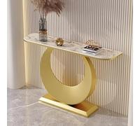 Consola contemporánea de Hierro, Mesa de sofá, Mesa de Porche Larga de losa de Roca Estilo Italiano para vestíbulo y Entrada, para Colocar contra la Pared(A,100x30x80cm)