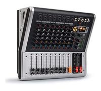 Consola de Audio Mezclador de Sonido Estéreo, Consola de mezclas de potencia de 8 canales, kit de mezclador de audio, 16 tipos de efectos digitales integrados, 2x150W 16 efectos DSP, mezclador de audi