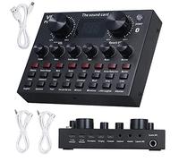 Consola de Audio Mezclador de Sonido Estéreo, Equipo de podcast con interfaz de audio, tarjeta de sonido con cambiador de voz y 12 tipos de efectos de sonido, mezclador de DJ for transmisión en vivo f