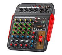 Consola de Audio Mezclador de Sonido Estéreo, Mezclador de sonido de audio for DJ, controlador de audio de placa de sonido profesional de 4 canales con interfaz de audio Bluetooth y USB, ecualizador e