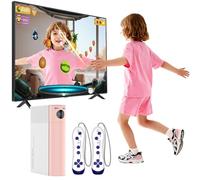 Consola de juegos AR por movimiento infantil: juegos de vídeo Plug & Play para juegos activos en el interior de momentos de placer en familia y fiestas - Regalo para niños y niñas de 3+ (rosa + blanco
