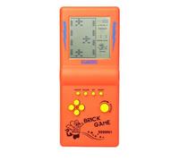 Consola de Juegos de Ladrillos de Pantalla Grande de 3,5 Pulgadas, Juego de Bloques de construcción, Juego de Carreras / Tanques, 23 Juegos clásicos Integrados, Rompecabezas nostálgico (Naranja)
