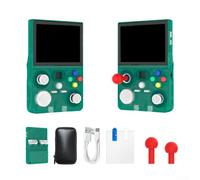Consola de juegos portátil de código abierto, Pantalla HD de 3.5 pulgadas, Experiencias de vibración multijugador WiFi para juegos retro, negro (verde)