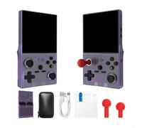Consola de juegos portátil HD WiFi de 4 pulgadas con multijugador en línea, dispositivo de juego ABS compacto para viajes y juegos sociales, incluye bolsa de almacenamiento y joystick (blanco) (morado