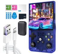 Consola de juegos portátil retro R36MAX 2025, tarjeta TF de 64 G, pantalla IPS de 4.0 pulgadas, sistema Linux con chip profesional para juegos, memoria de 64 GB, batería recargable de 4000 mAh