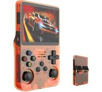 Consola de juegos R36S retro de mano con 128G integrado más de 21000 juegos clásicos, sistema Linux de código abierto, pantalla IPS de 3.5 pulgadas, reproductor de video portátil de bolsillo (naranja)